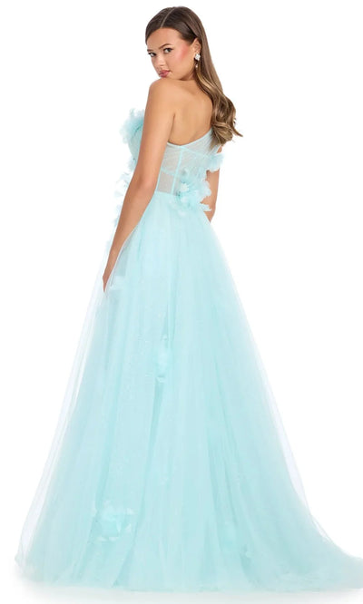 Ashley Lauren 11843 - Asymmetric Glitter Tulle Prom Gown Evening Dress