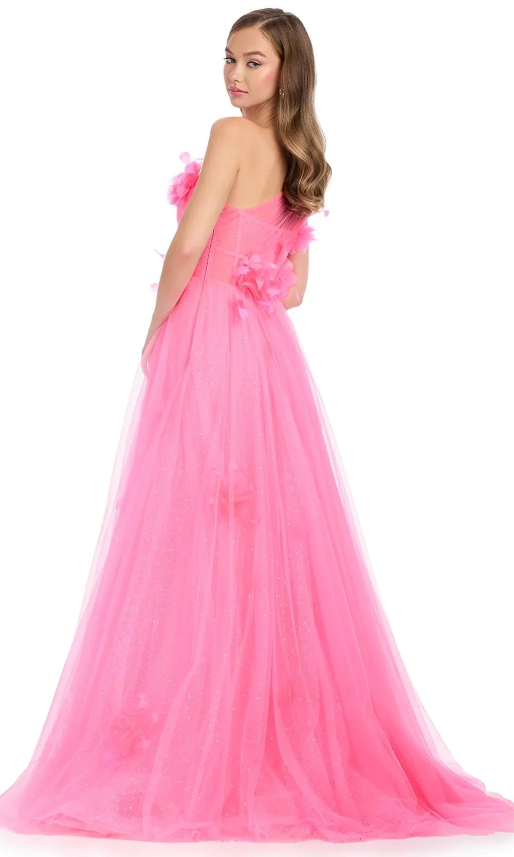 Ashley Lauren 11843 - One Shoulder Floral Appliqued Prom Gown Special Occasion Dress