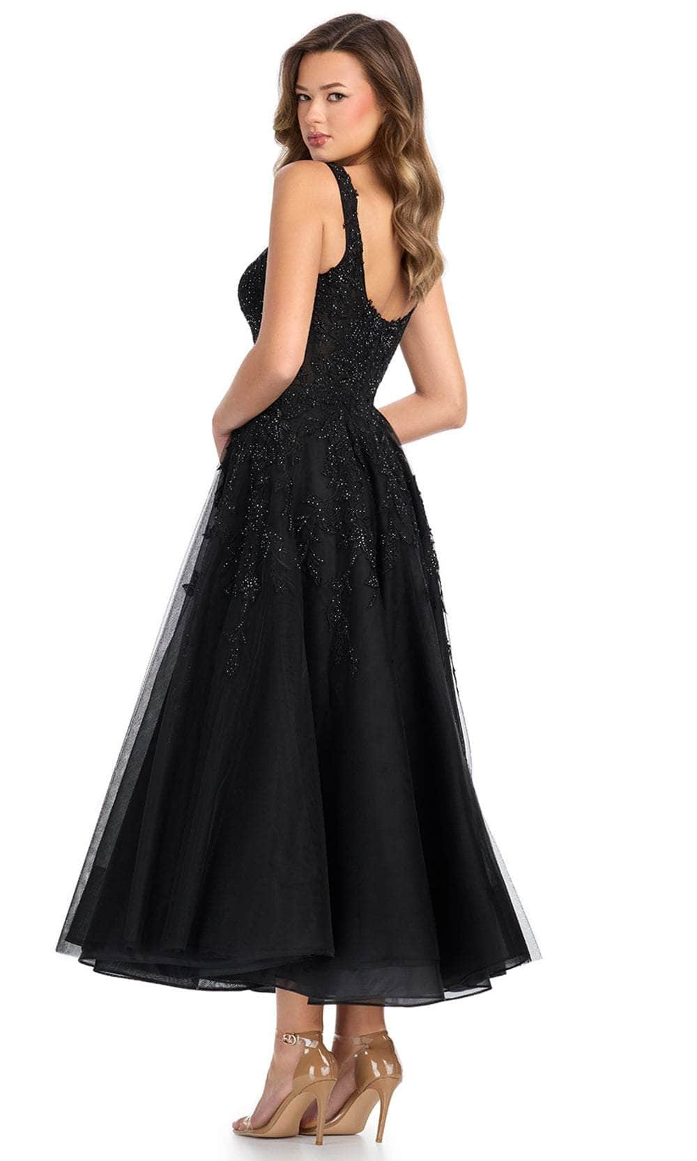 Ashley Lauren 11899 - Embroidered Tea-Length Evening Dress Semi Formal