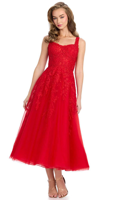 Ashley Lauren 11899 - Embroidered Tea-Length Evening Dress Semi Formal