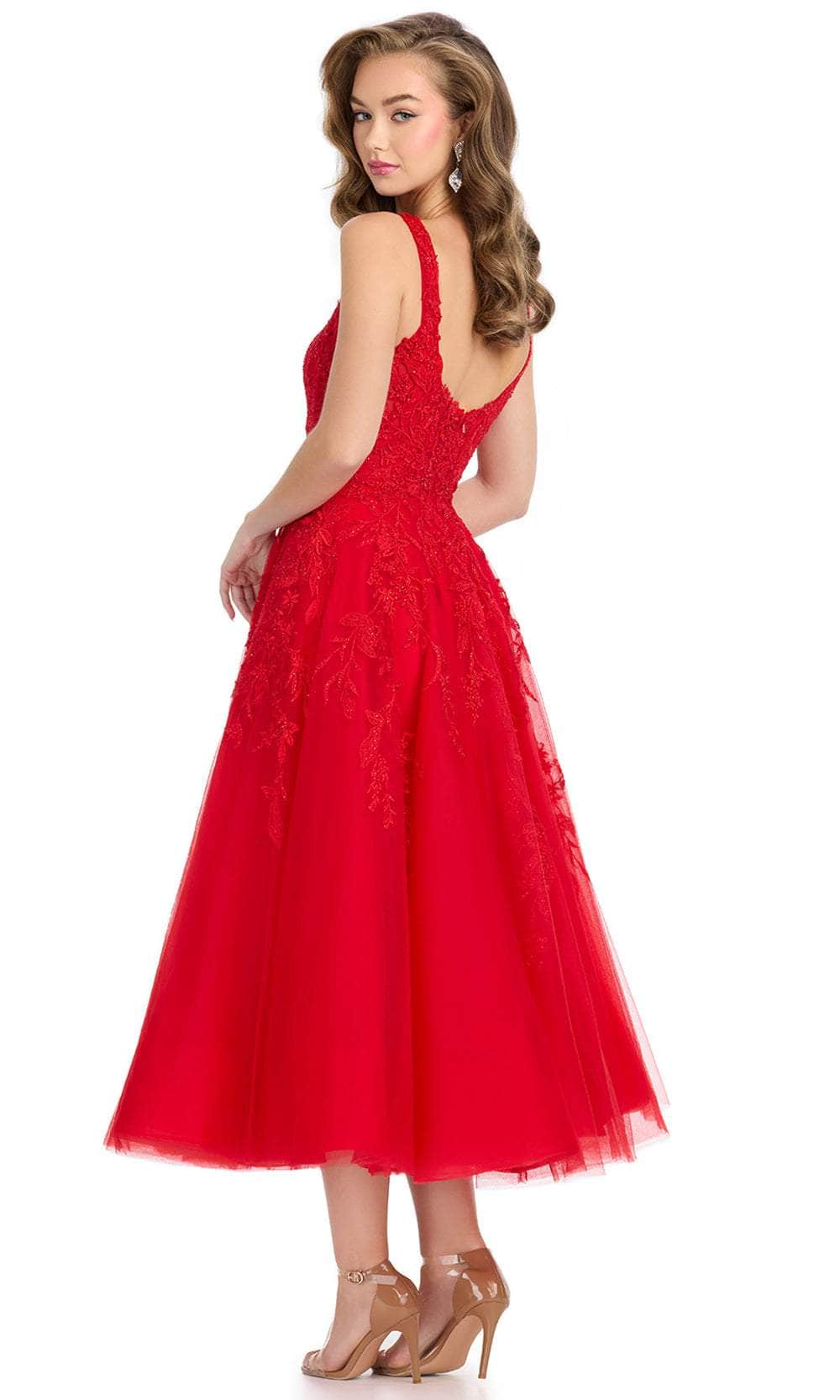 Ashley Lauren 11899 - Embroidered Tea-Length Evening Dress Semi Formal