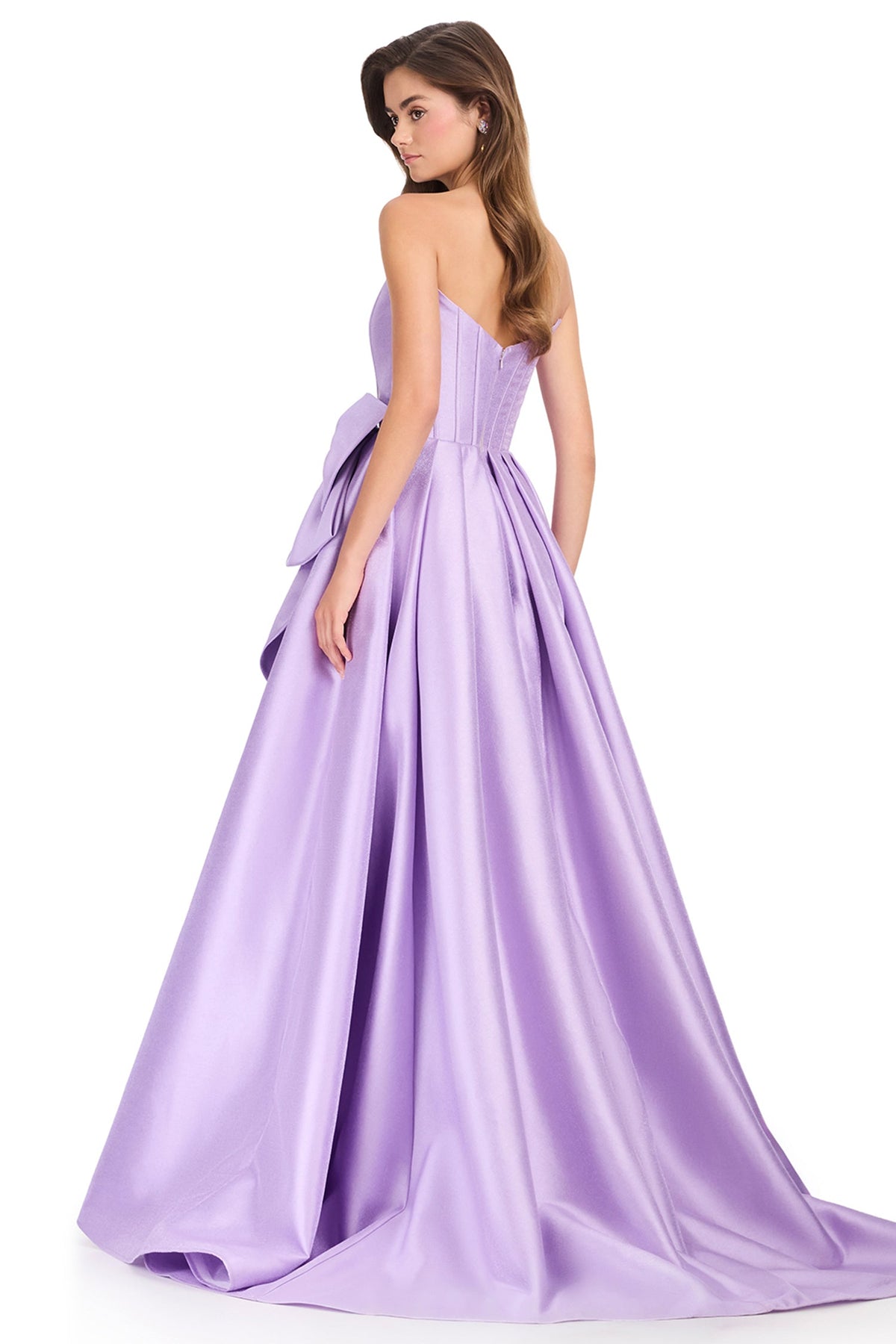 Ashley Lauren 12388 - Corseted Bodice Straight Neck Mikado Prom Gown