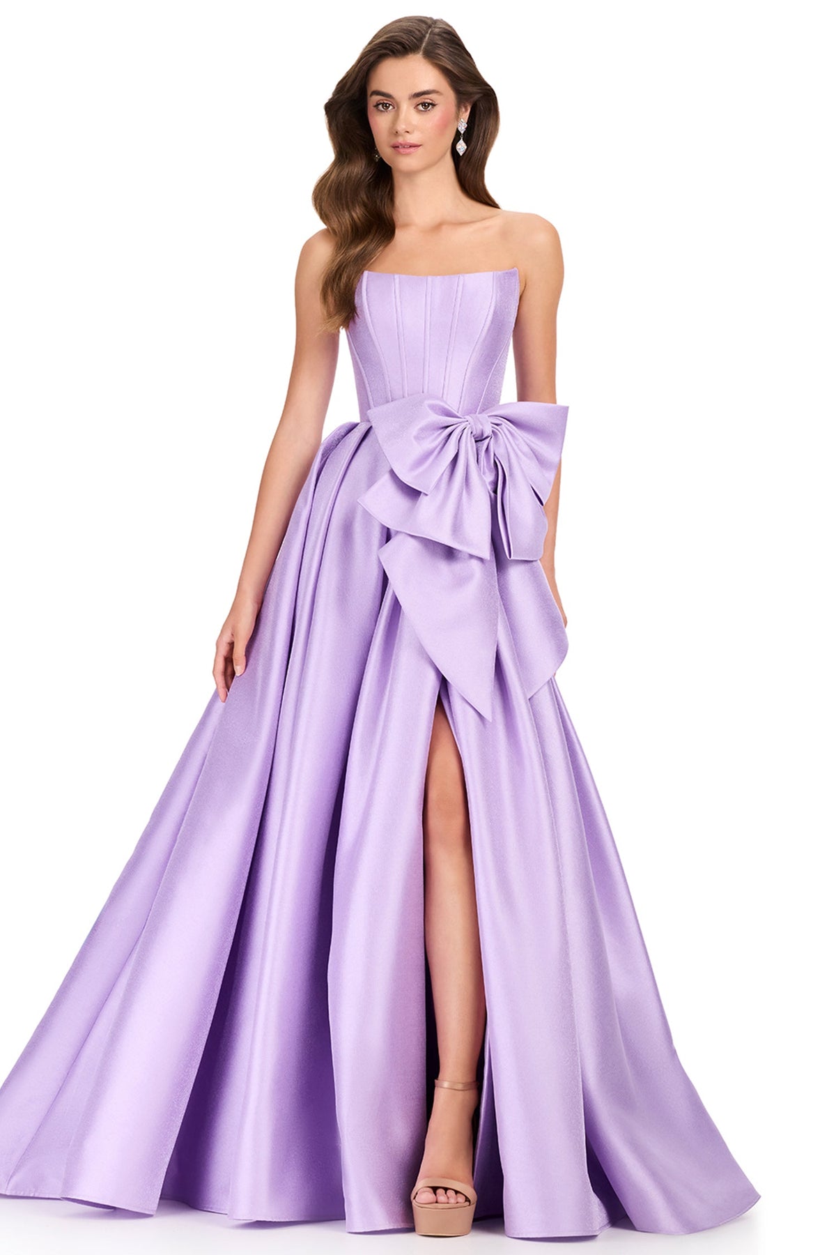 Ashley Lauren 12388 - Corseted Bodice Straight Neck Mikado Prom Gown