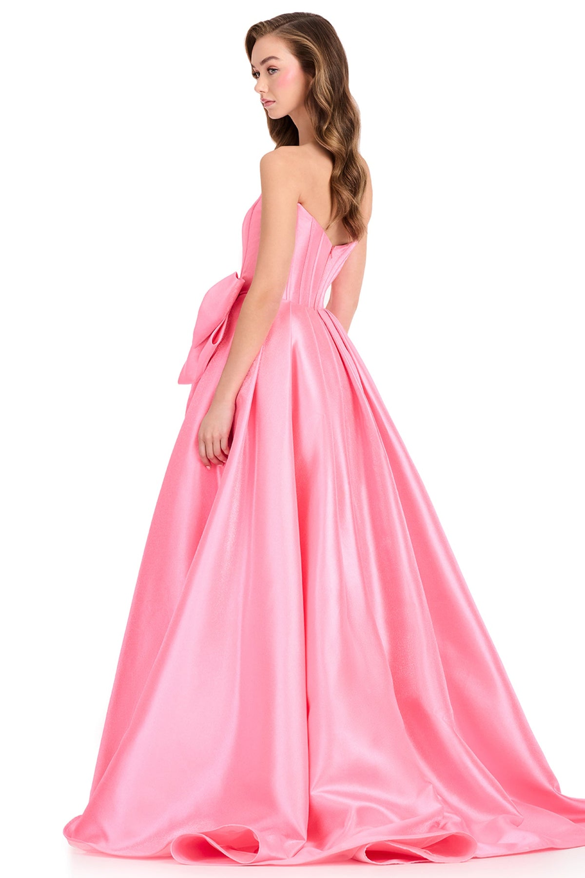 Ashley Lauren 12388 - Corseted Bodice Straight Neck Mikado Prom Gown