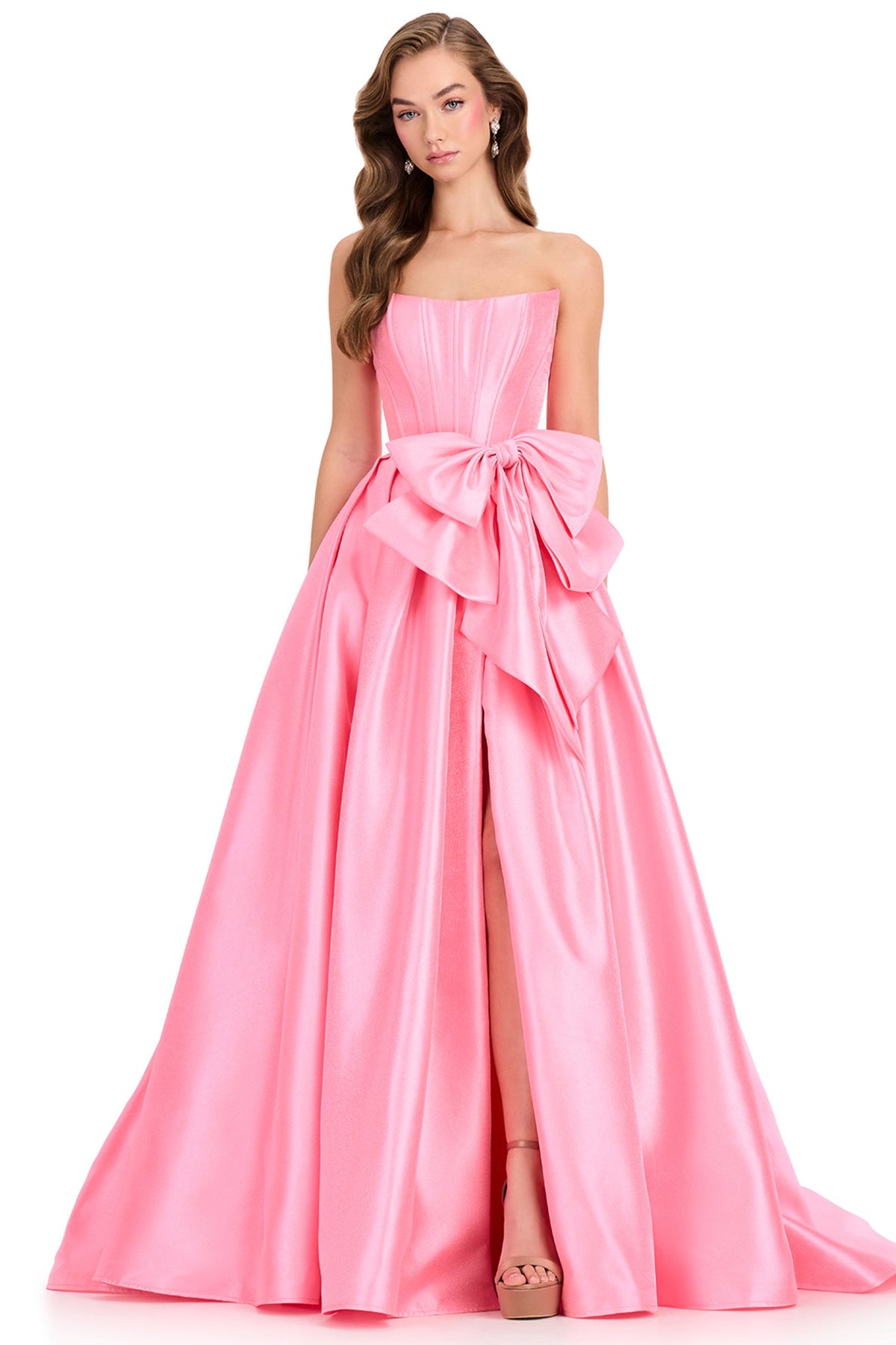 Ashley Lauren 12388 - Corseted Bodice Straight Neck Mikado Prom Gown