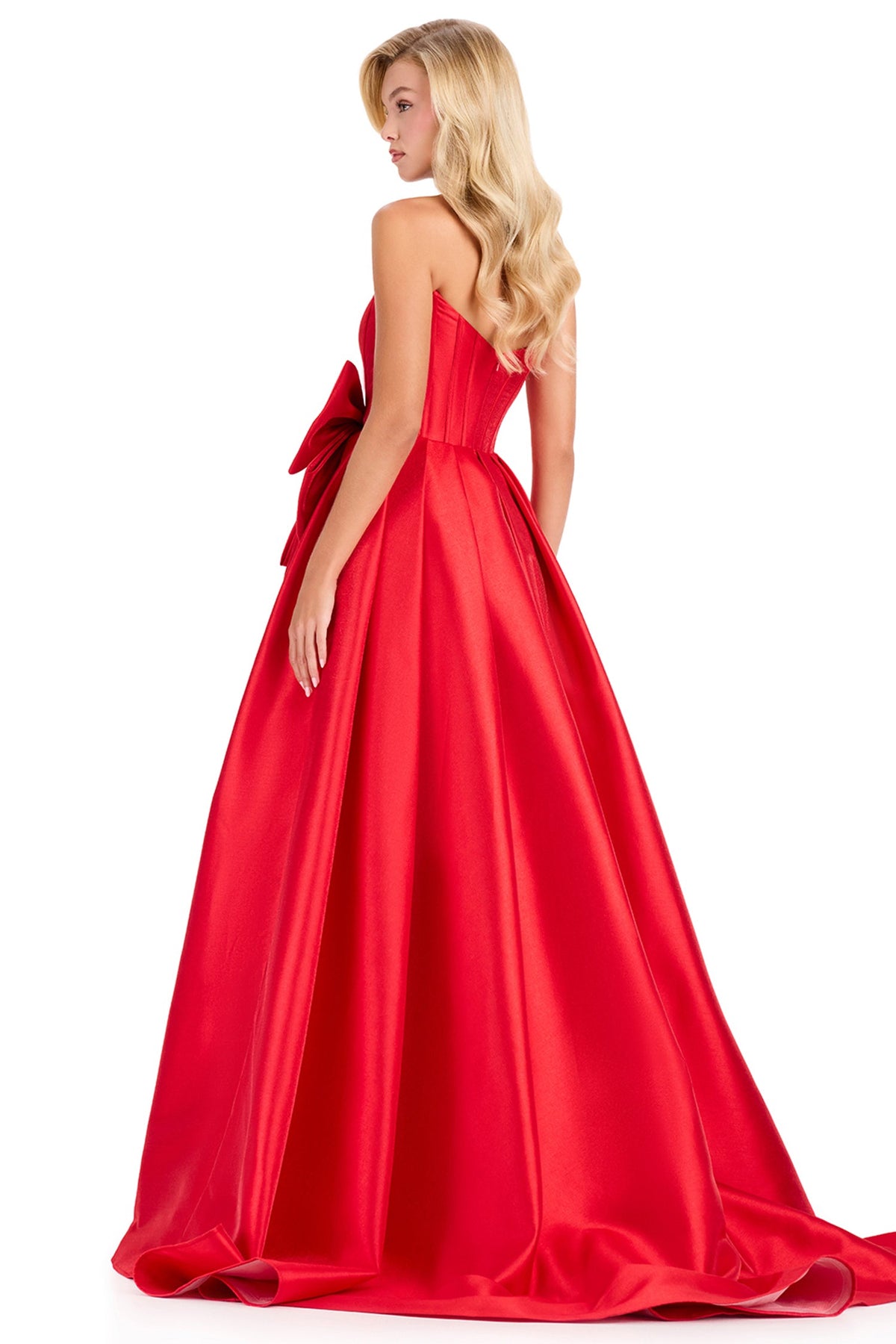 Ashley Lauren 12388 - Corseted Bodice Straight Neck Mikado Prom Gown