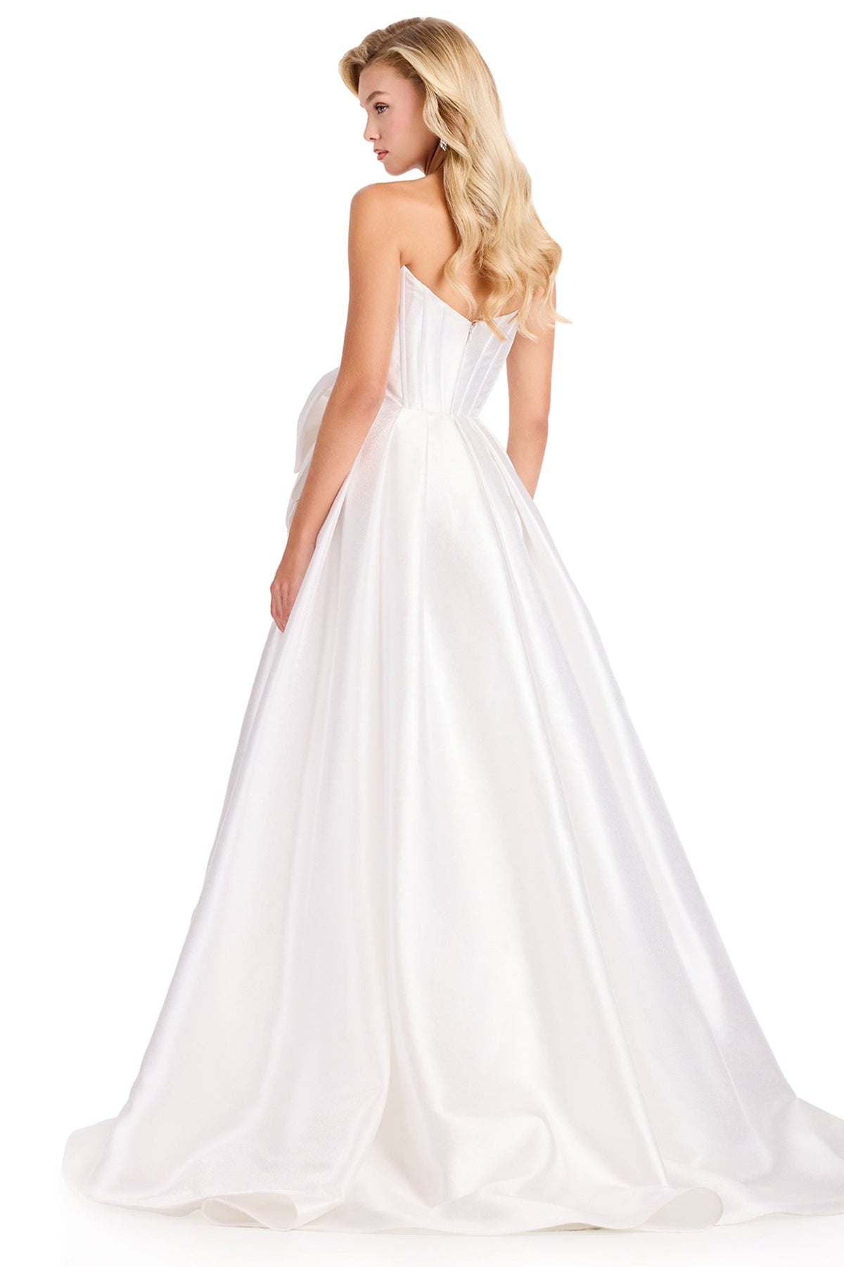 Ashley Lauren 12388 - Corseted Bodice Straight Neck Mikado Prom Gown