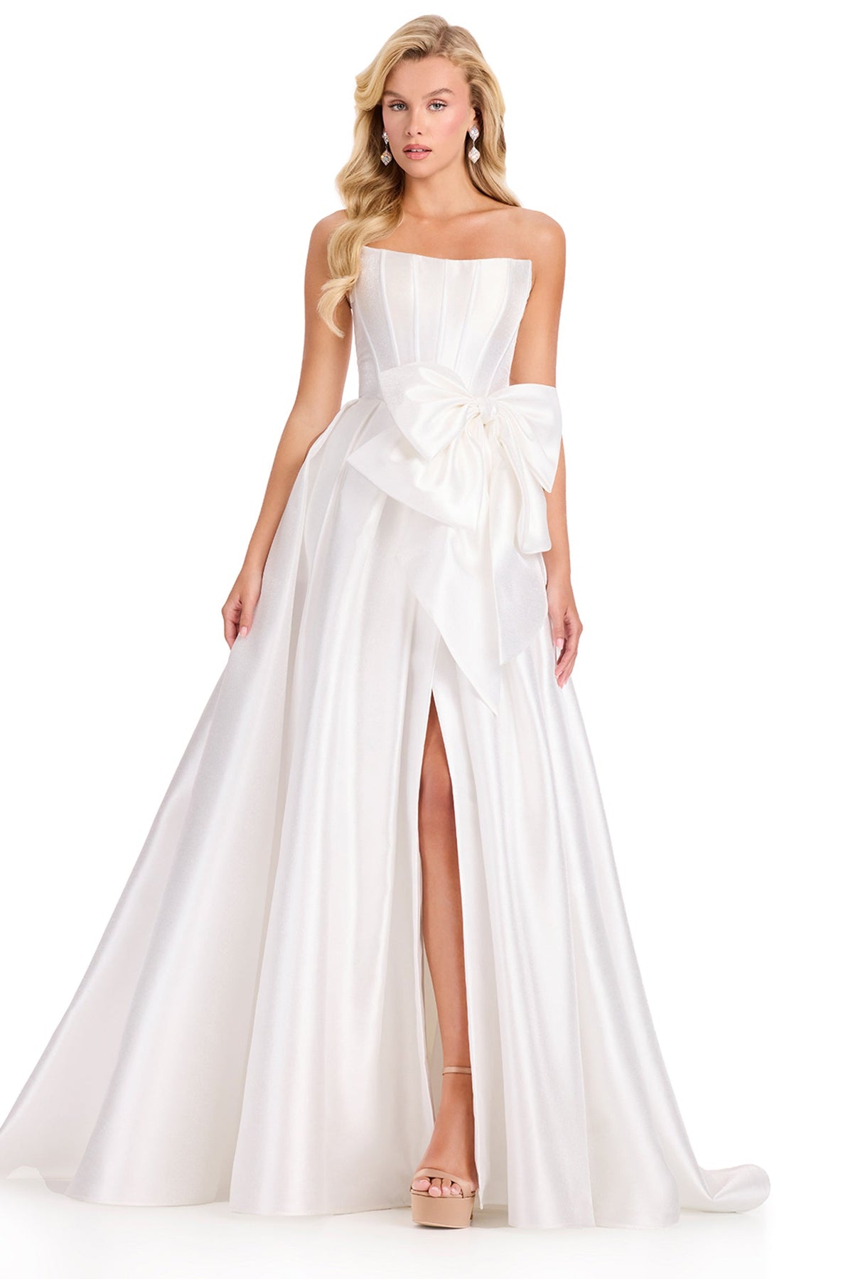 Ashley Lauren 12388 - Corseted Bodice Straight Neck Mikado Prom Gown