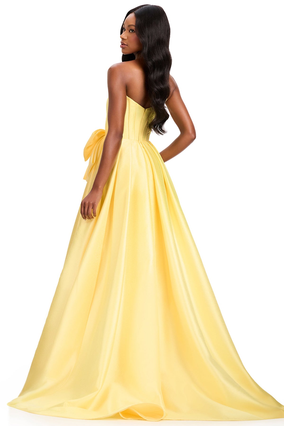 Ashley Lauren 12388 - Corseted Bodice Straight Neck Mikado Prom Gown