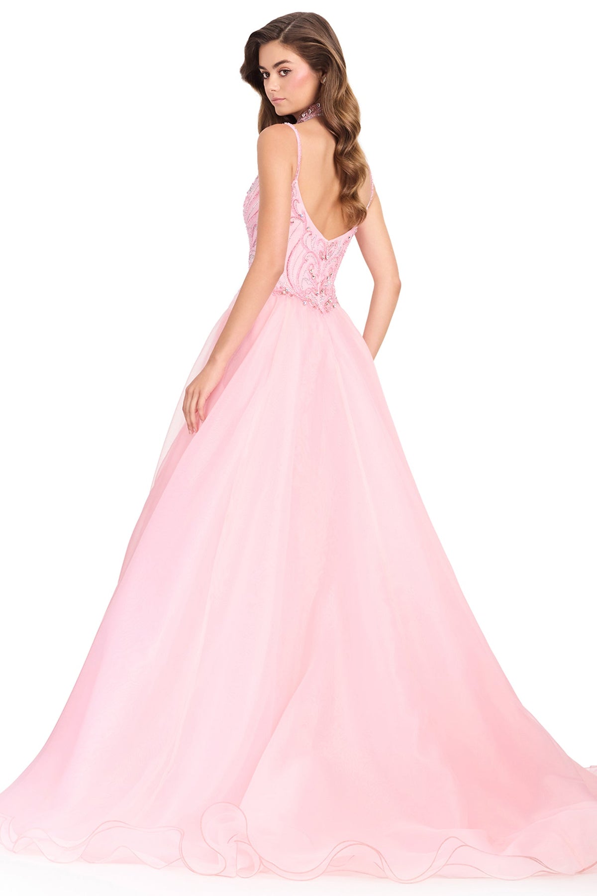 Ashley Lauren 12390 - Spaghetti Strap Beaded Basque Prom Gown