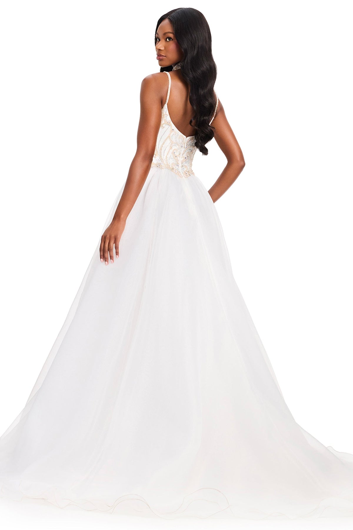 Ashley Lauren 12390 - Spaghetti Strap Beaded Basque Prom Gown