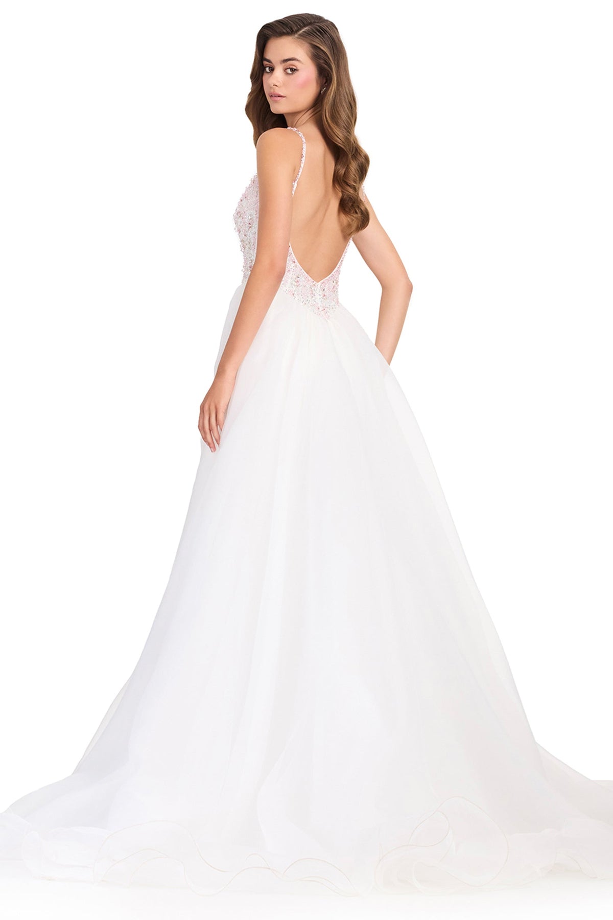 Ashley Lauren 12392 - Beaded Column Overskirt Prom Gown