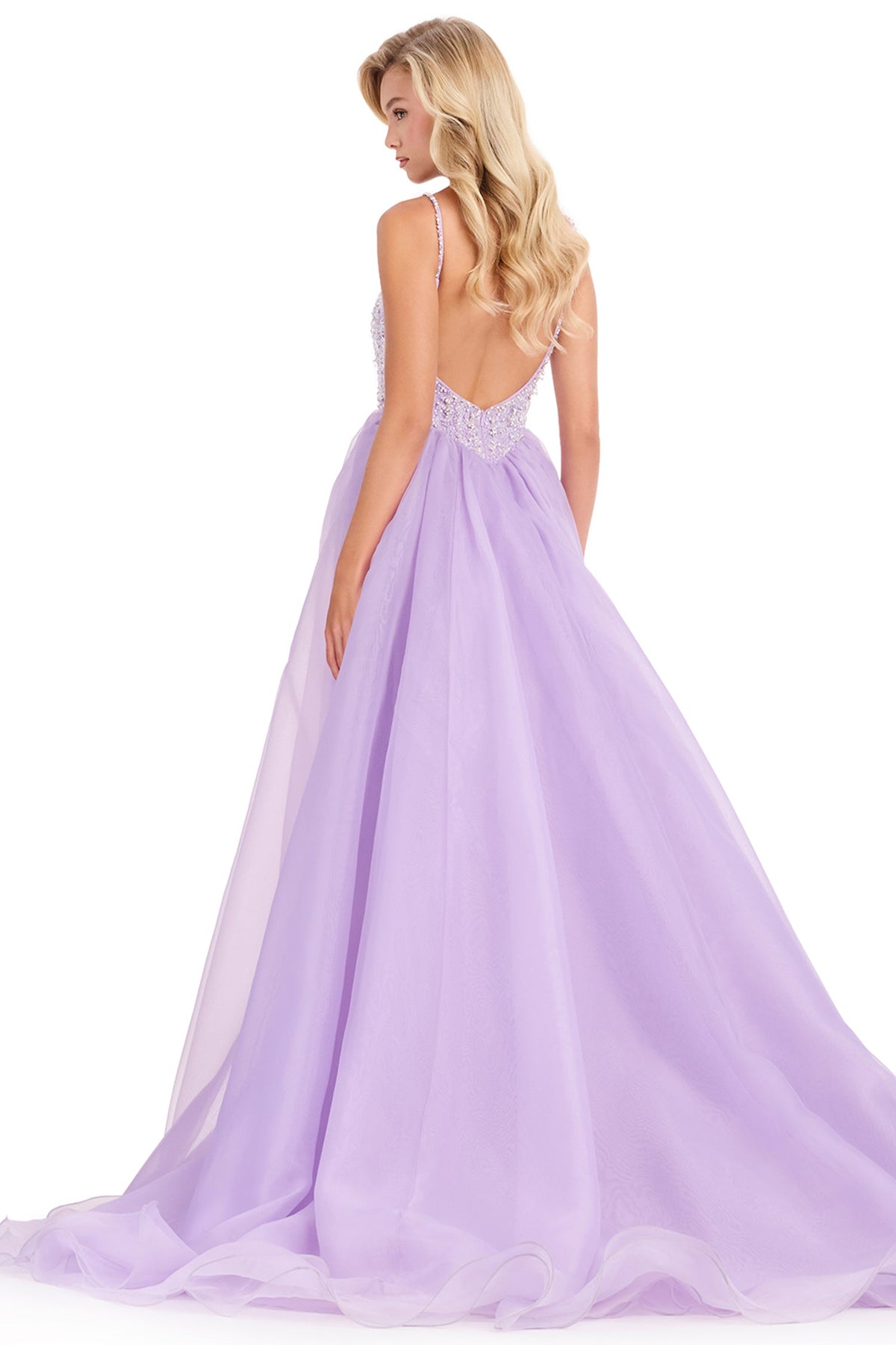 Ashley Lauren 12392 - Beaded Column Overskirt Prom Gown