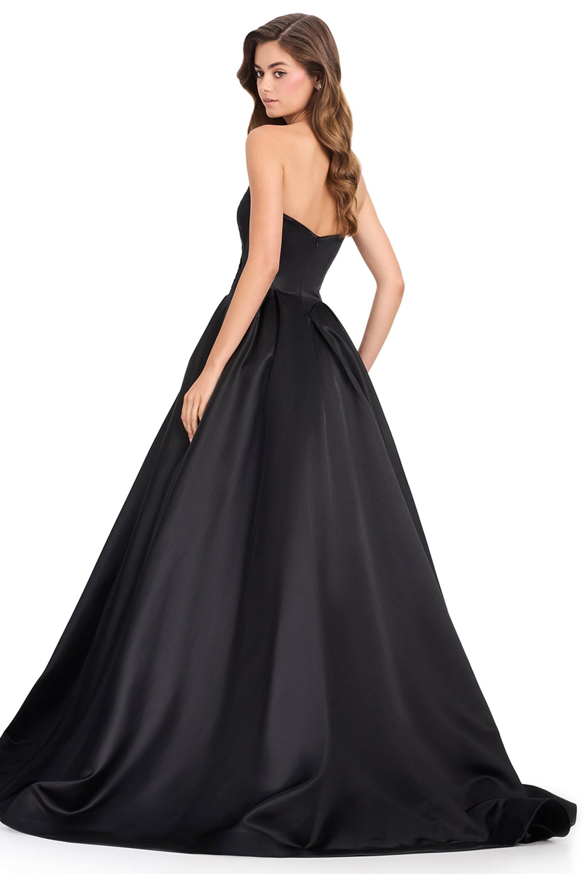 Ashley Lauren 12394 - Basque Waist Pleated Strapless Prom Gown
