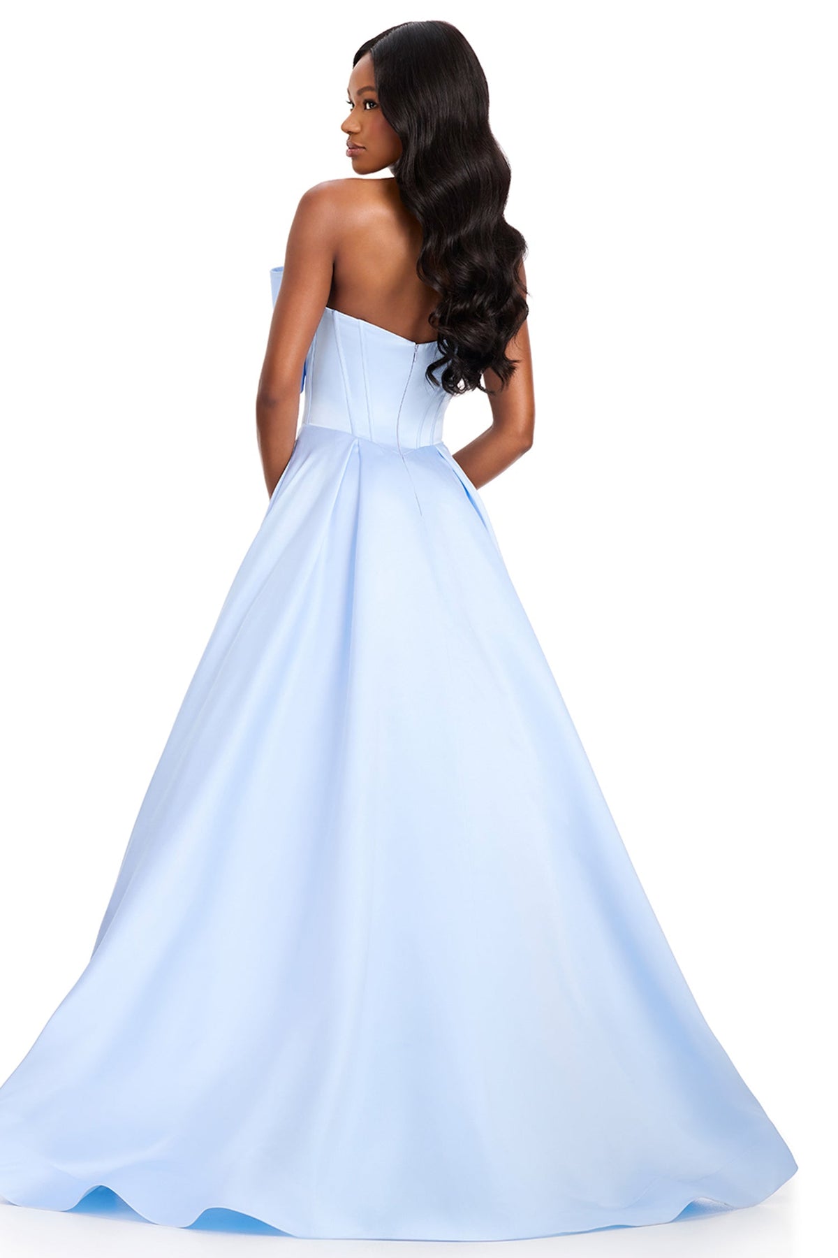 Ashley Lauren 12395 - Bow Neckline Corset Basque Prom Gown
