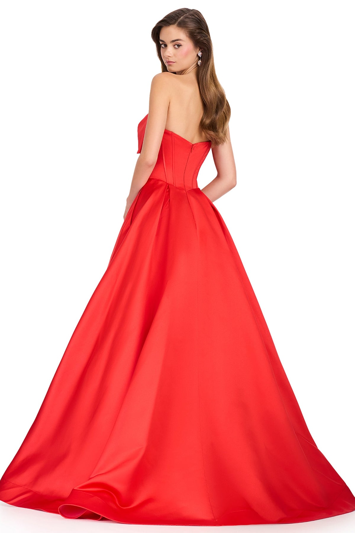 Ashley Lauren 12395 - Bow Neckline Corset Basque Prom Gown