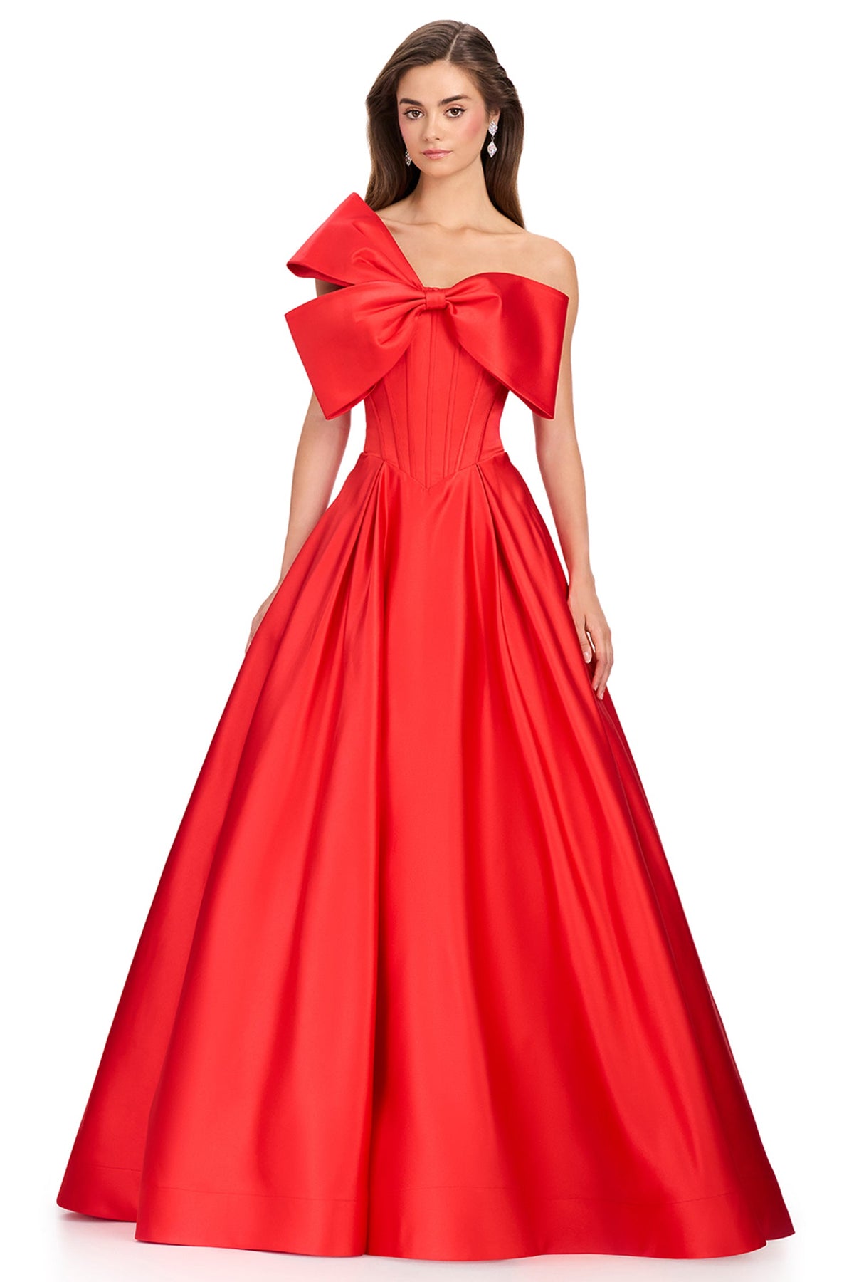 Ashley Lauren 12395 - Bow Neckline Corset Basque Prom Gown