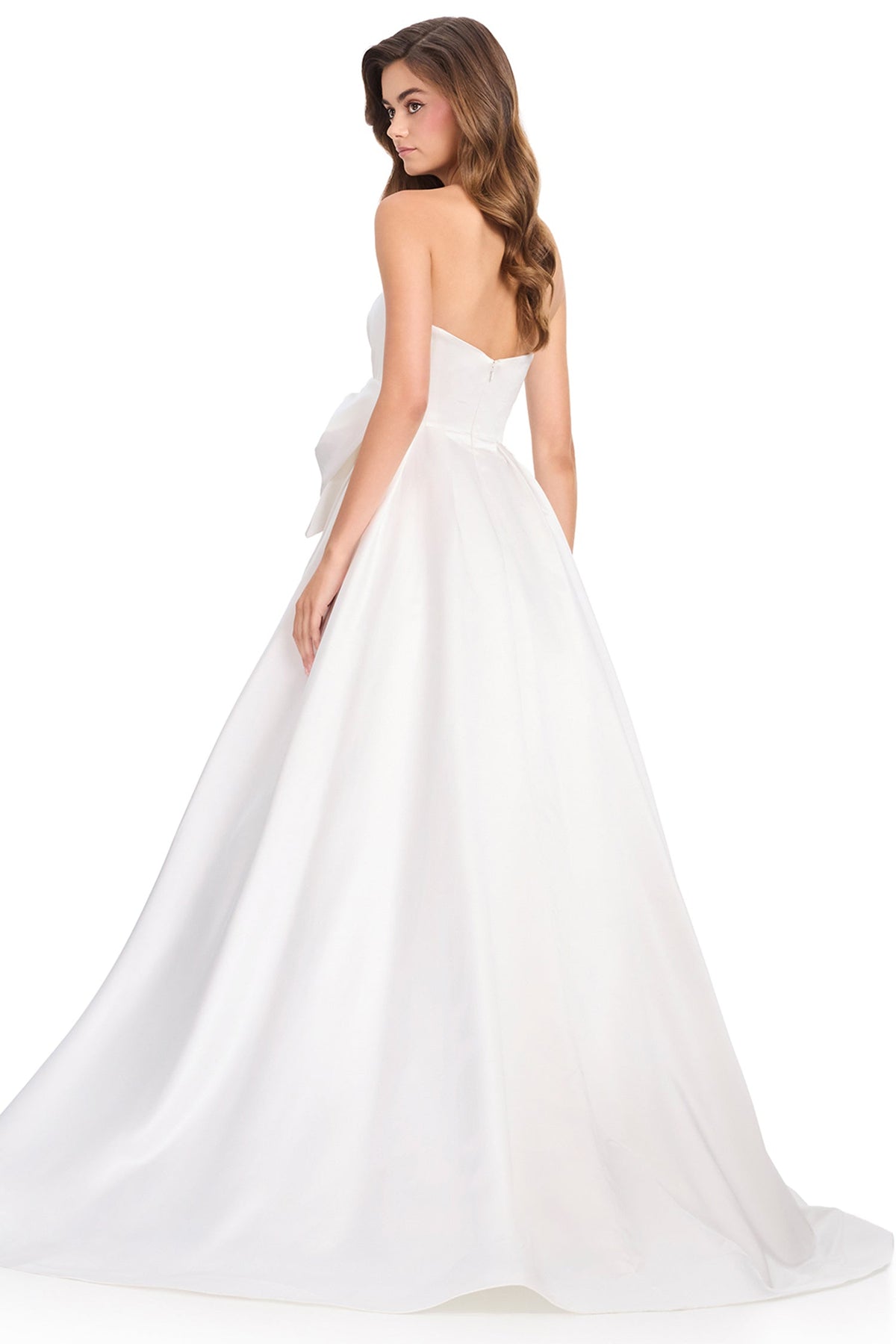 Ashley Lauren 12396 - Strapless Pleated Bow Detail Prom Gown
