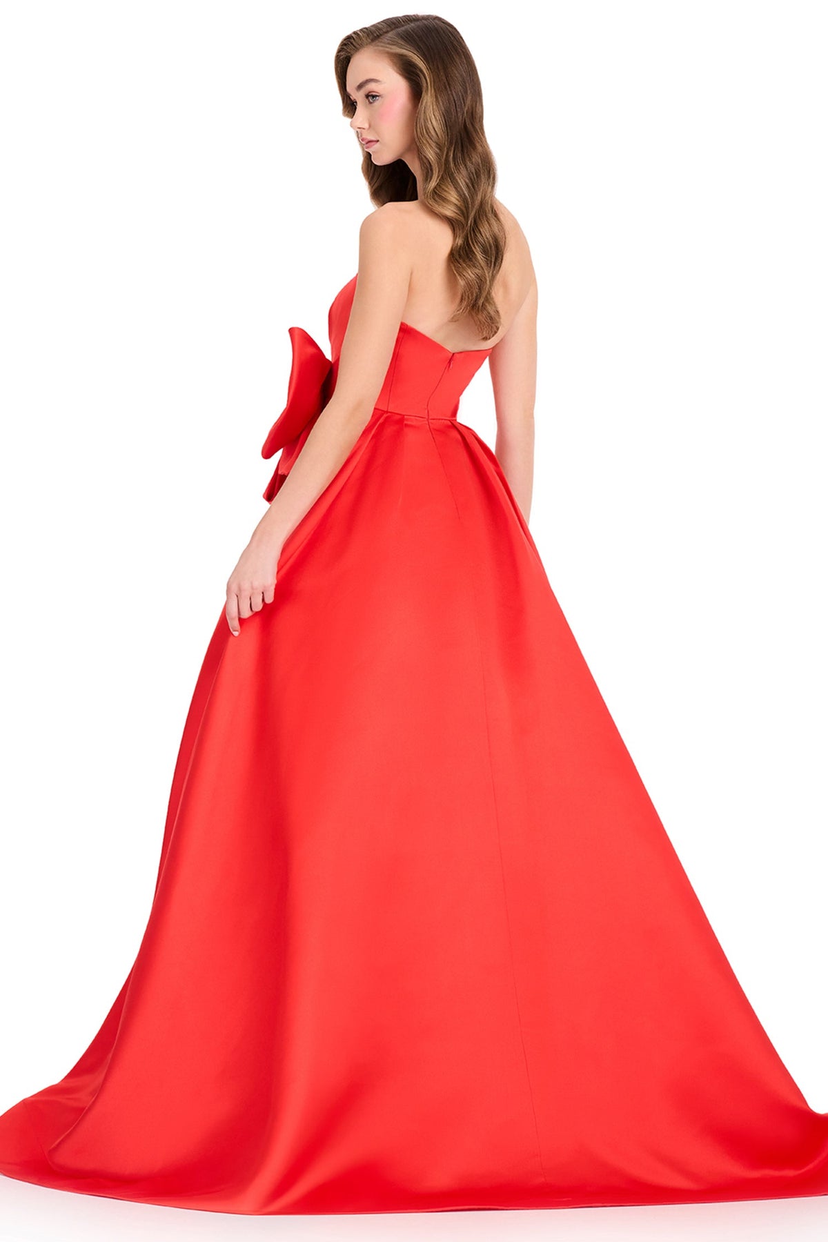 Ashley Lauren 12396 - Strapless Pleated Bow Detail Prom Gown
