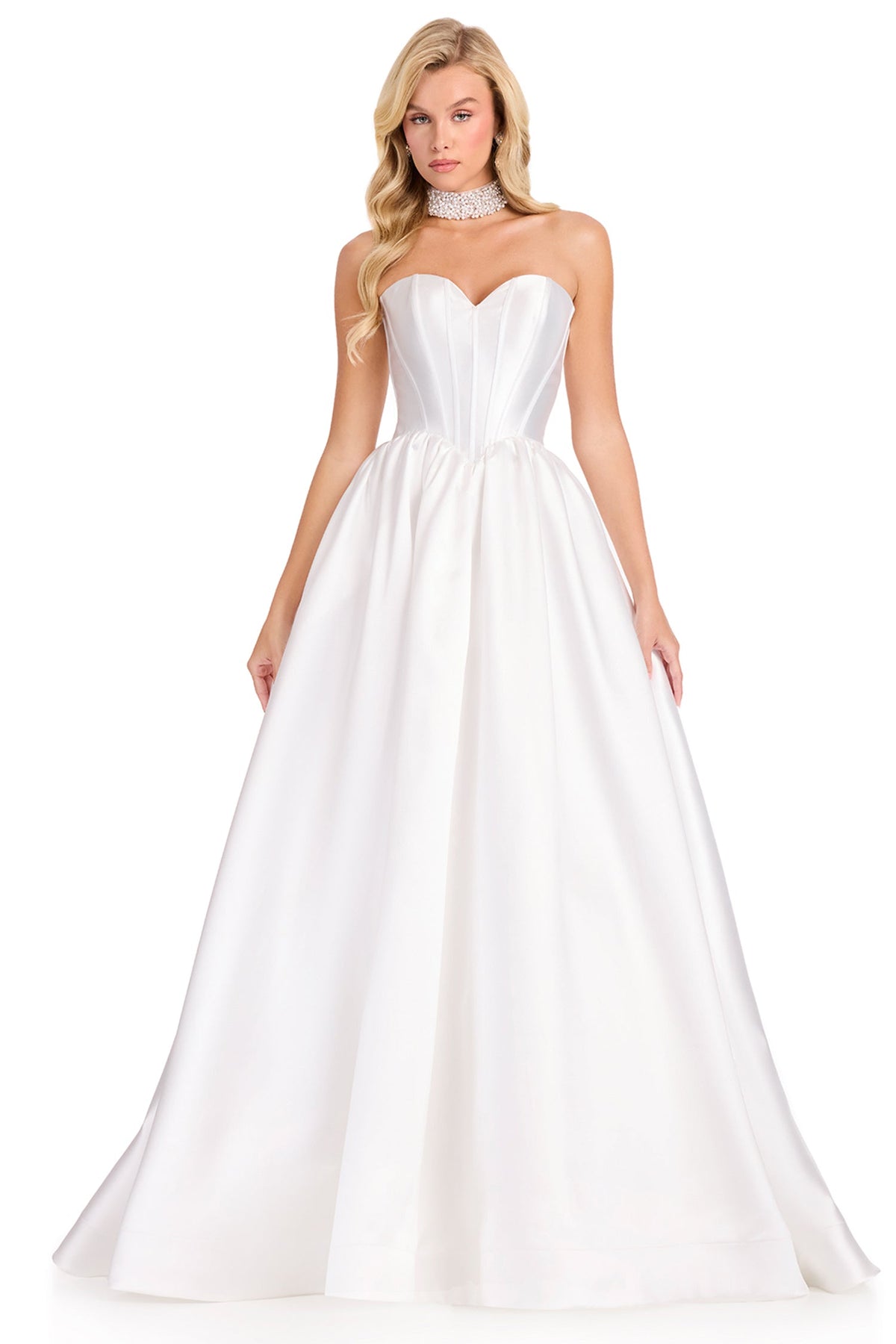 Ashley Lauren 12397 - Embellished Choker Strapless Mikado Prom Gown
