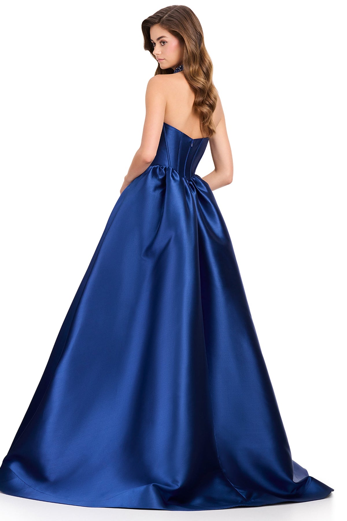 Ashley Lauren 12397 - Embellished Choker Strapless Mikado Prom Gown