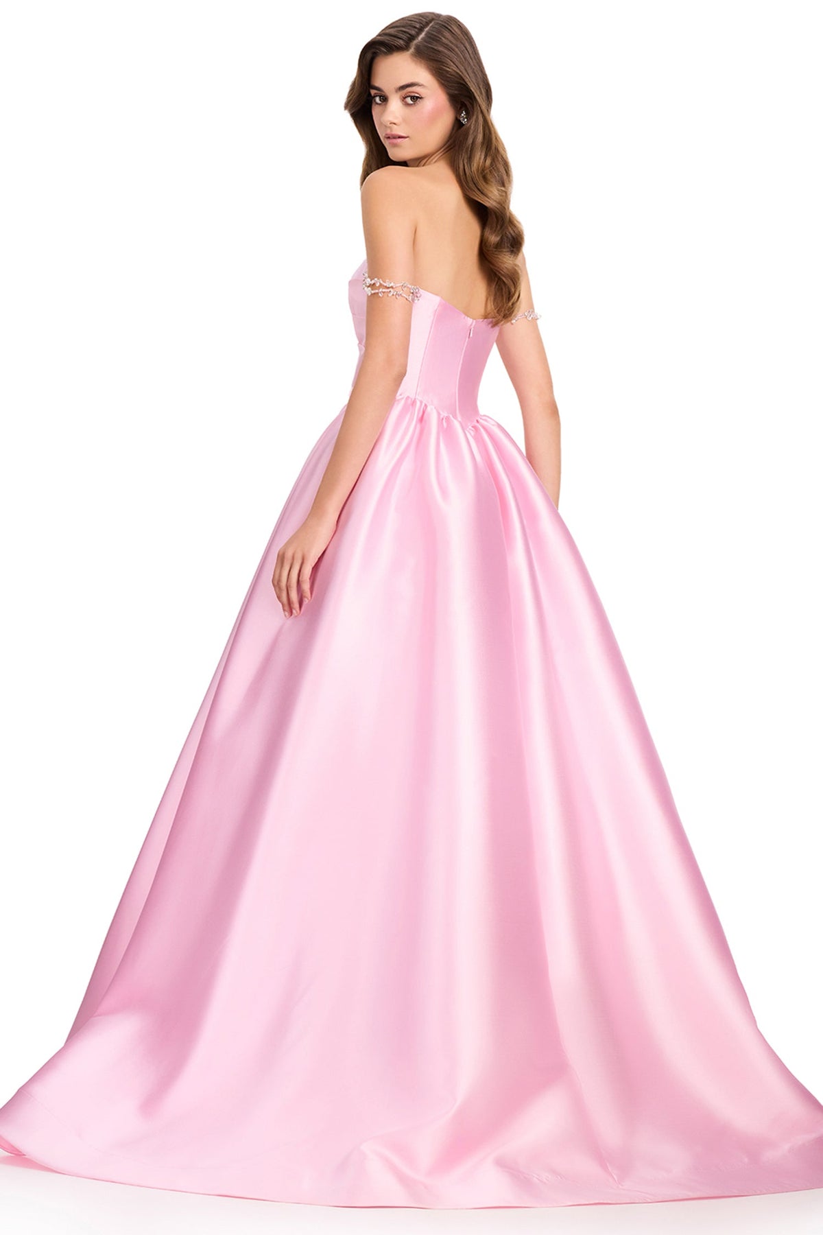 Ashley Lauren 12399 - Pleated Bodice Open Back Mikado Prom Gown
