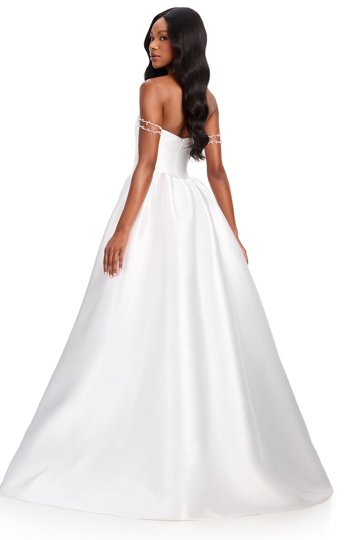 Ashley Lauren 12399 - Pleated Bodice Open Back Mikado Prom Gown