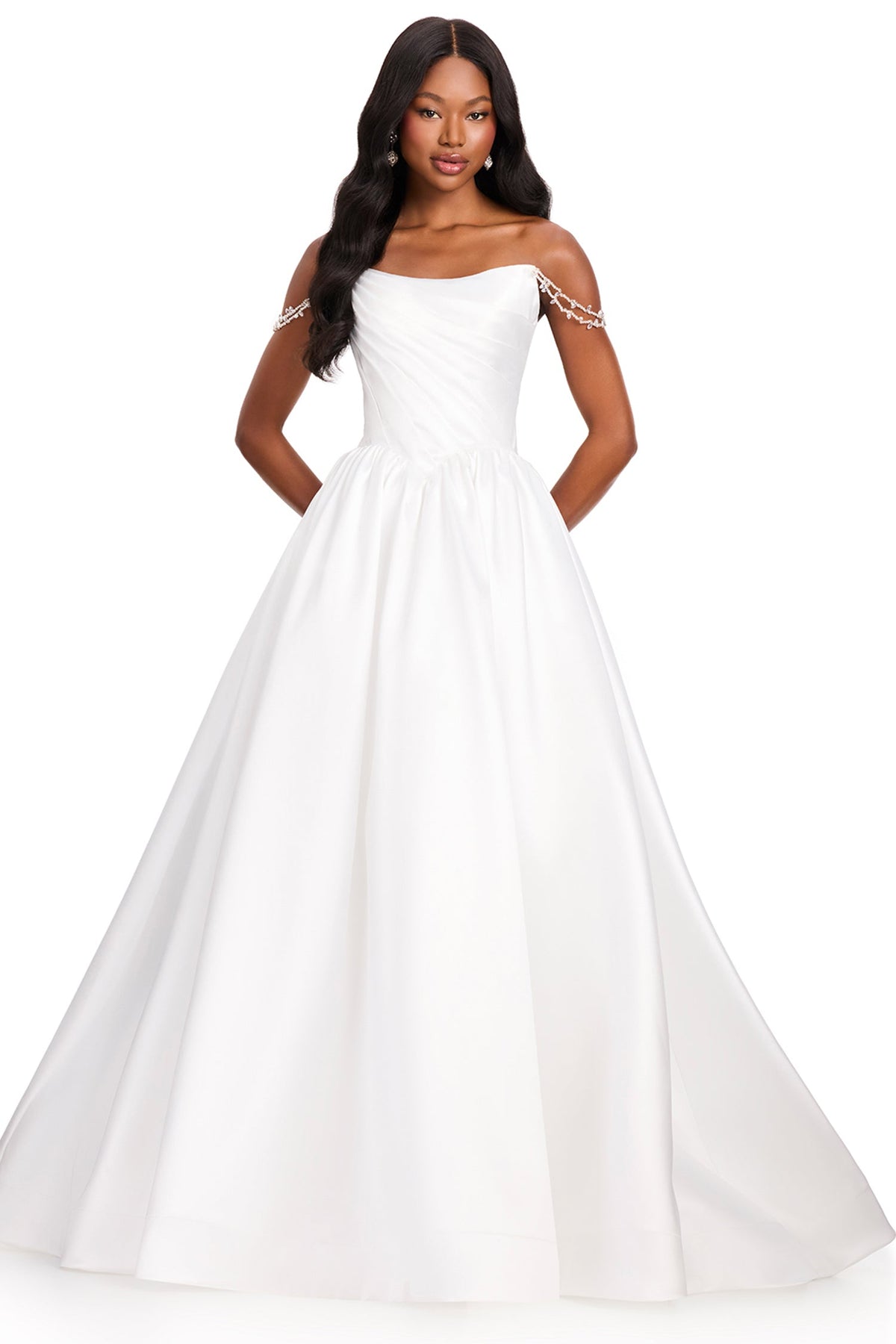 Ashley Lauren 12399 - Pleated Bodice Open Back Mikado Prom Gown