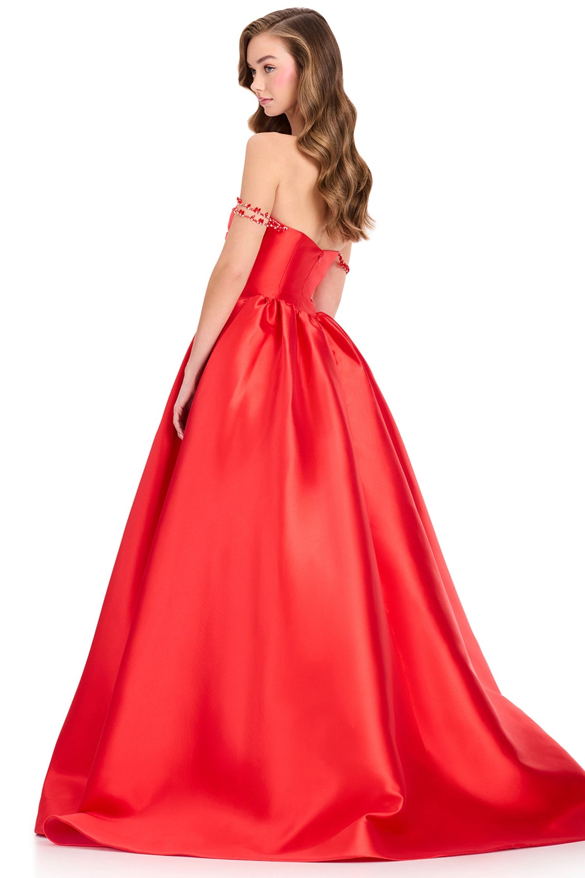 Ashley Lauren 12399 - Pleated Bodice Open Back Mikado Prom Gown