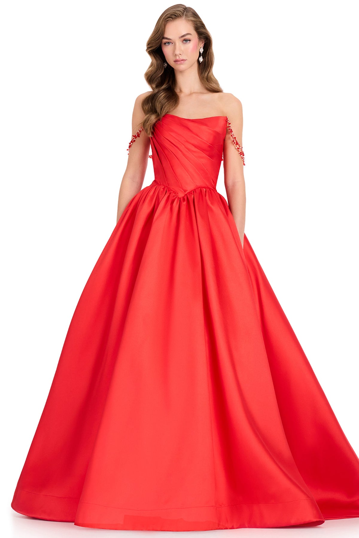 Ashley Lauren 12399 - Pleated Bodice Open Back Mikado Prom Gown