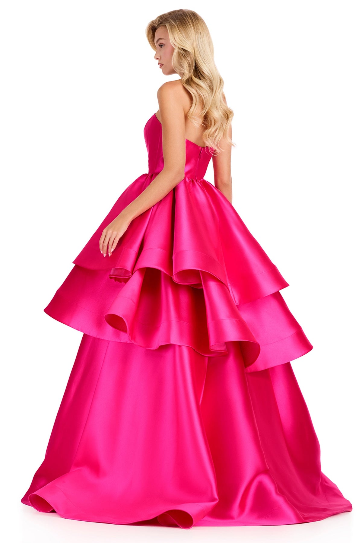 Ashley Lauren 12400 - Straight Across Mikado Tiered Prom Ballgown