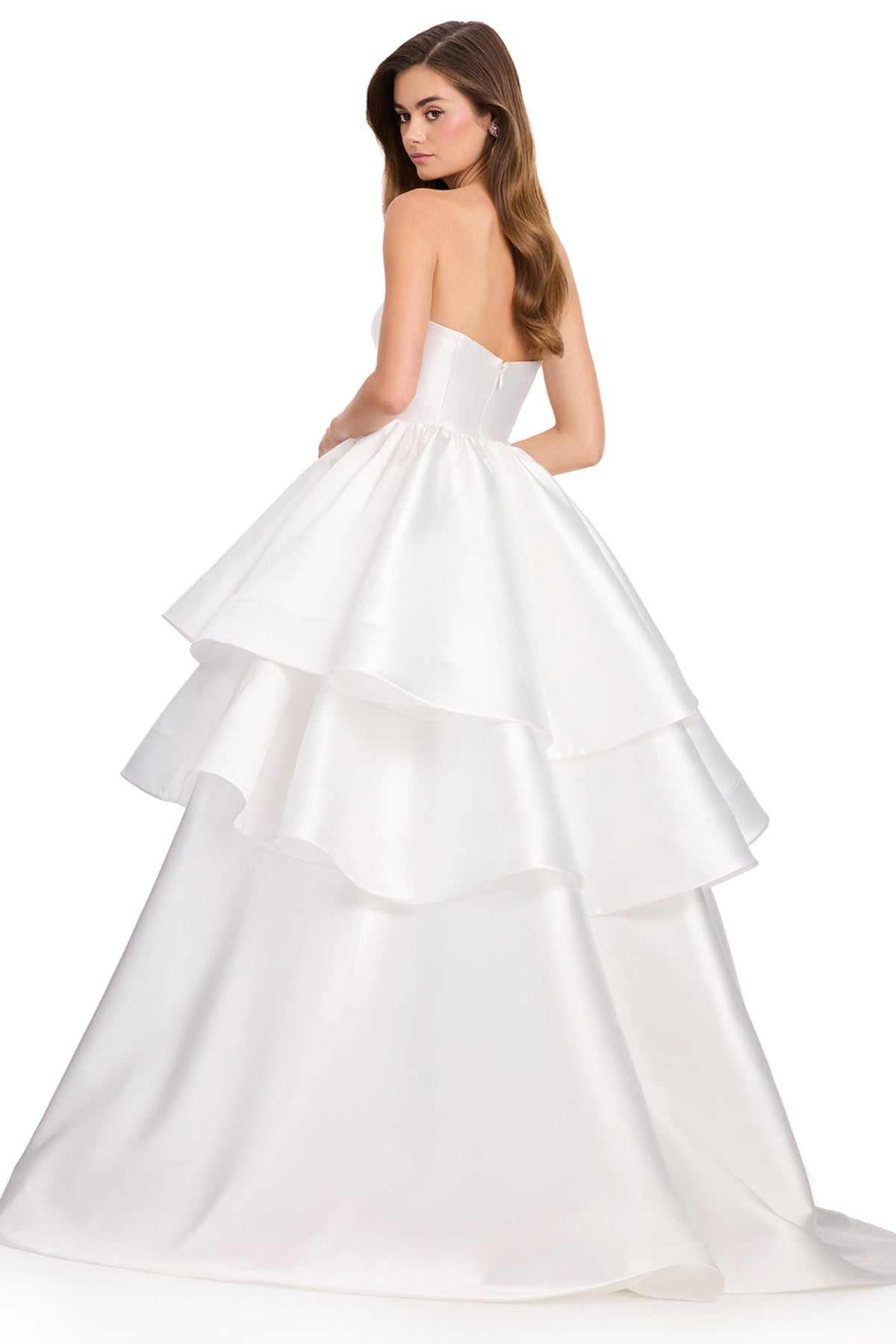 Ashley Lauren 12400 - Straight Across Mikado Tiered Prom Ballgown