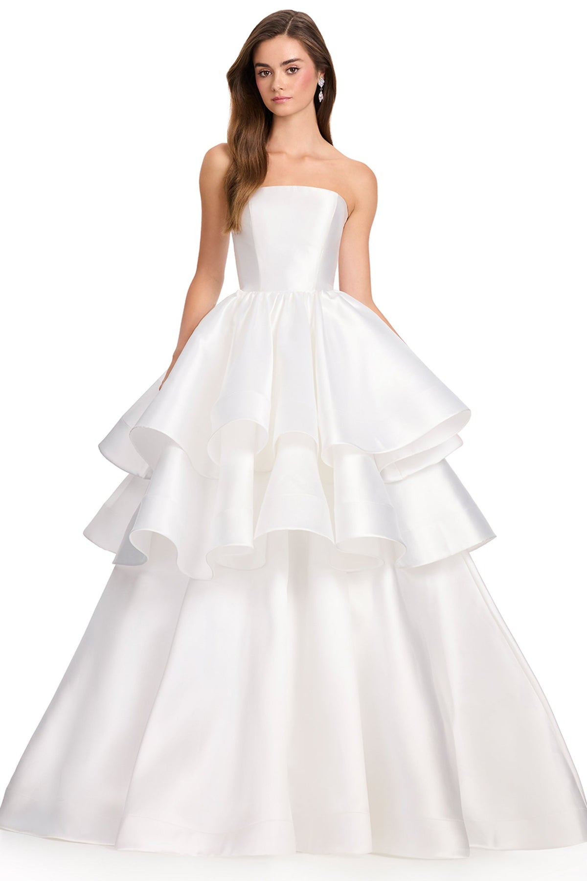 Ashley Lauren 12400 - Straight Across Mikado Tiered Prom Ballgown