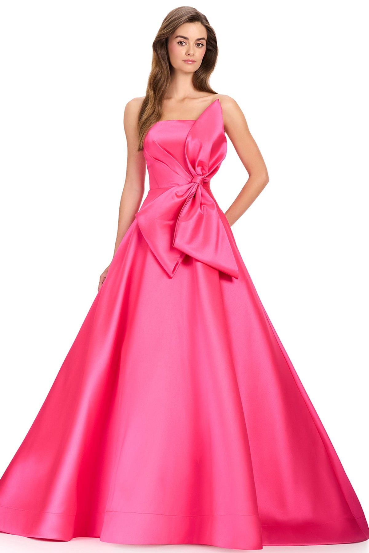 Ashley Lauren 12401 - Oversized Bow Strapless Minimalist Prom Gown