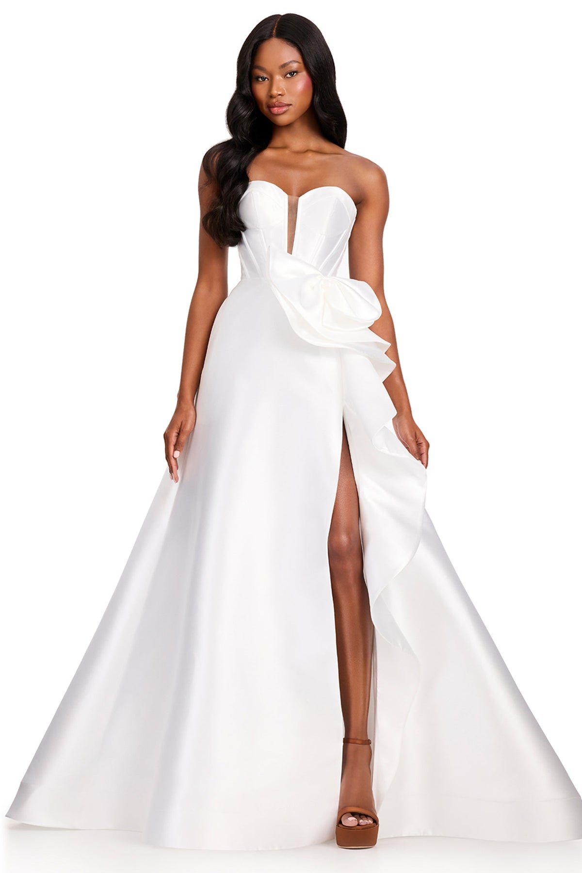 Ashley Lauren 12402 - Cascading Ruffle Strapless A-Line Prom Gown