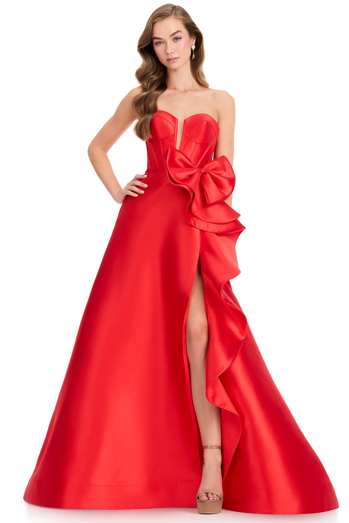 Ashley Lauren 12402 - Cascading Ruffle Strapless A-Line Prom Gown