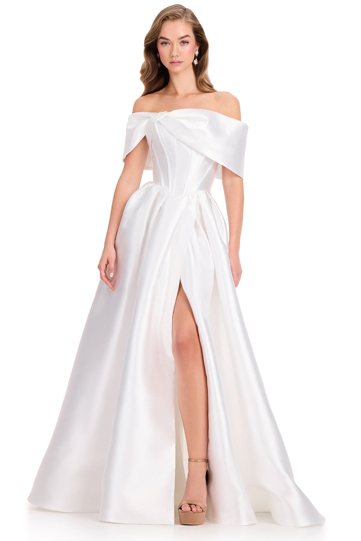 Ashley Lauren 12403 - Corset Detail Pleated Mikado Prom Gown