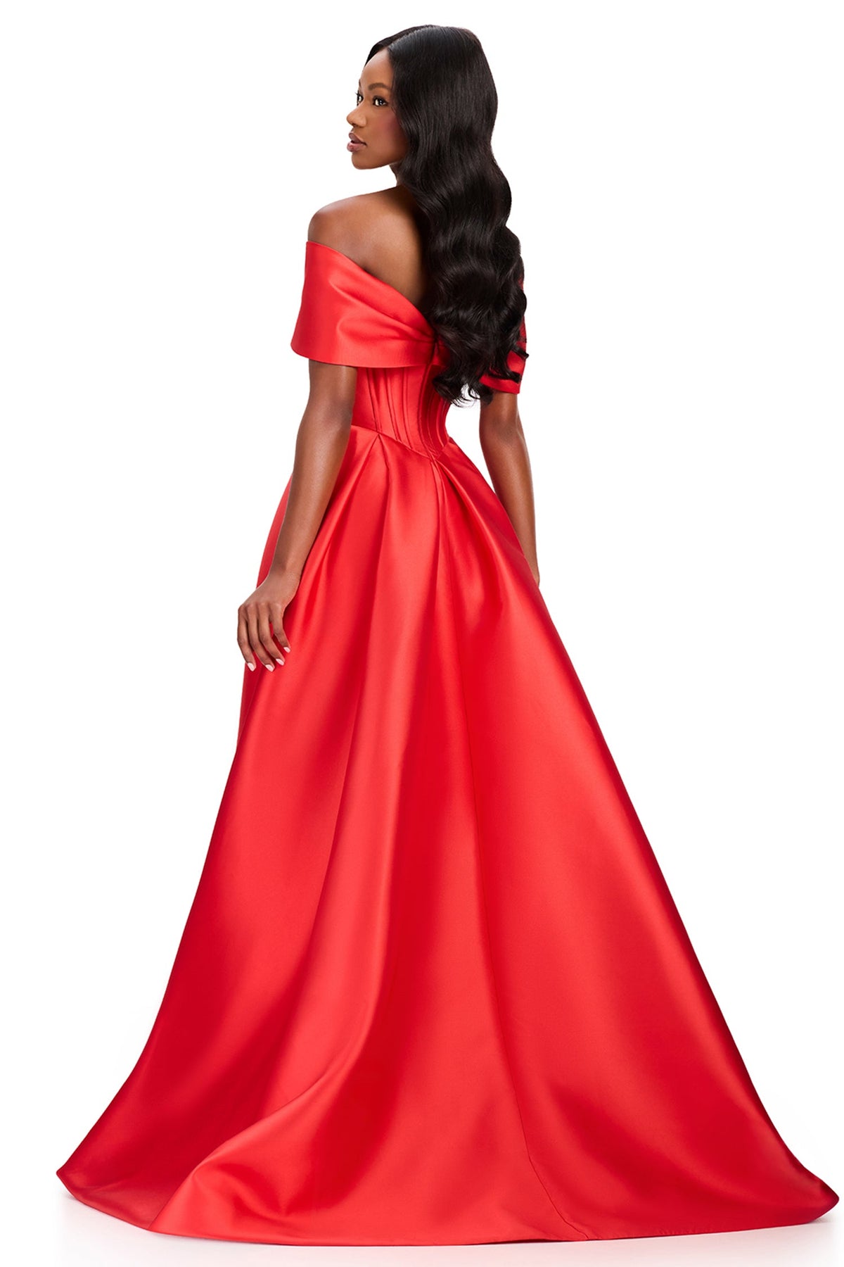 Ashley Lauren 12403 - Corset Detail Pleated Mikado Prom Gown