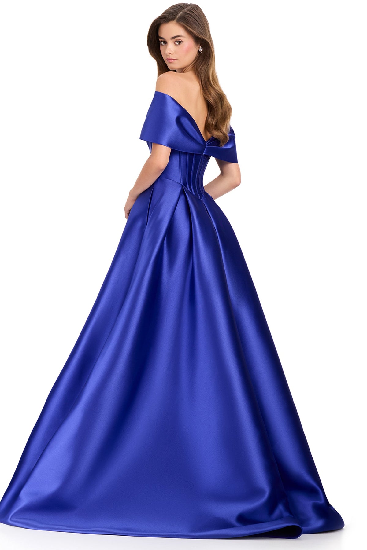 Ashley Lauren 12403 - Corset Detail Pleated Mikado Prom Gown