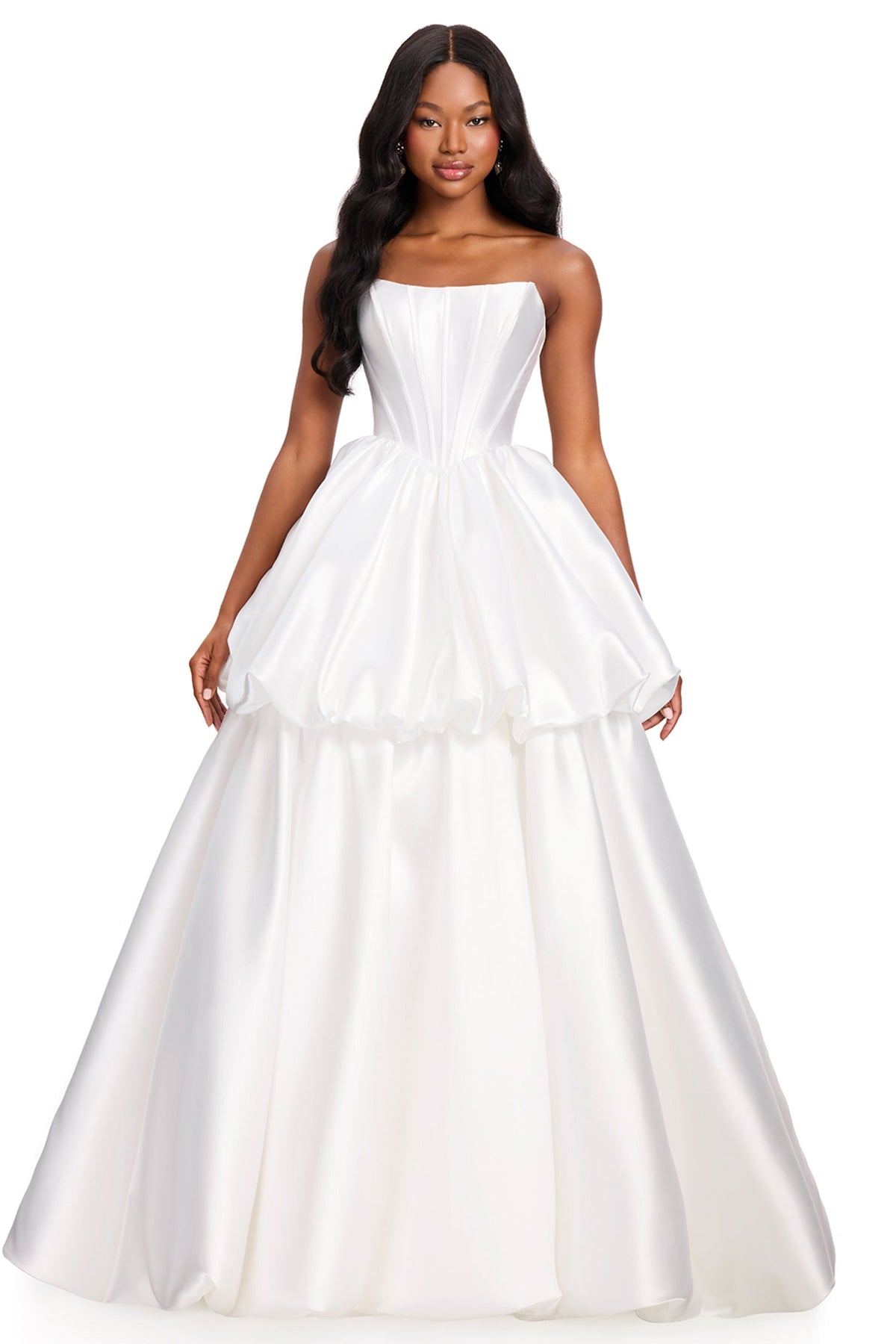 Ashley Lauren 12404 - Mikado Strapless Tiered Prom Ballgown