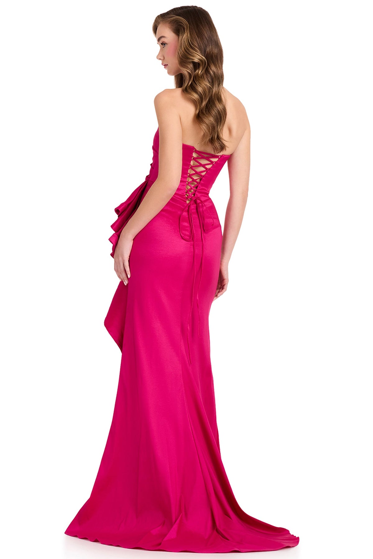 Ashley Lauren 12408 - Ruffle Detail Mermaid High Slit Prom Gown