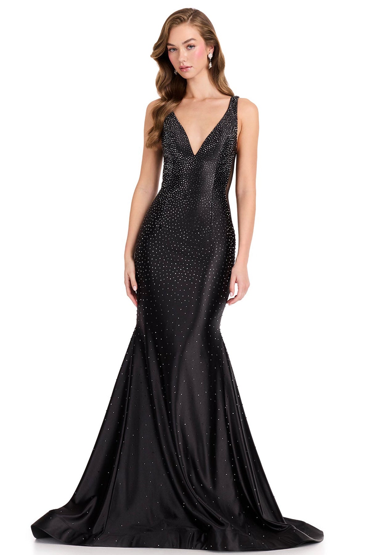 Ashley Lauren 12414 - Beaded Jersey Sleeveless V-Back Prom Gown
