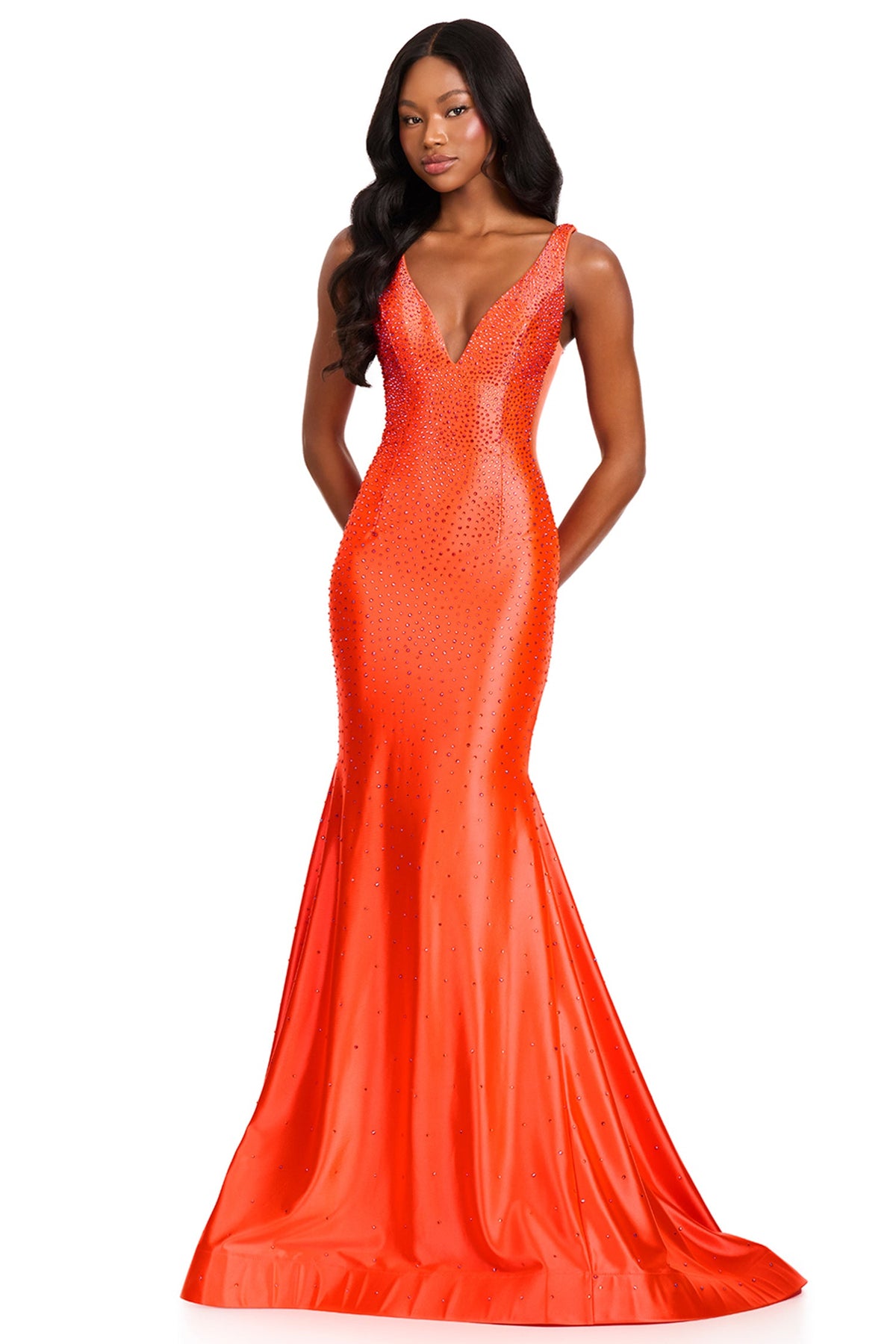 Ashley Lauren 12414 - Beaded Jersey Sleeveless V-Back Prom Gown