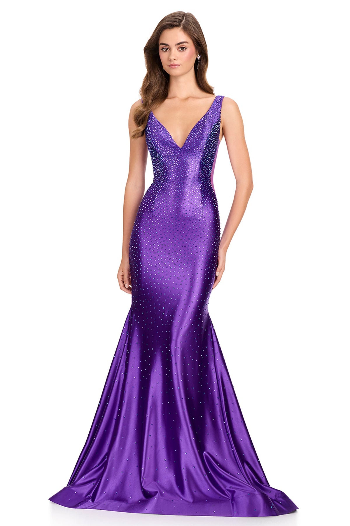 Ashley Lauren 12414 - Beaded Jersey Sleeveless V-Back Prom Gown