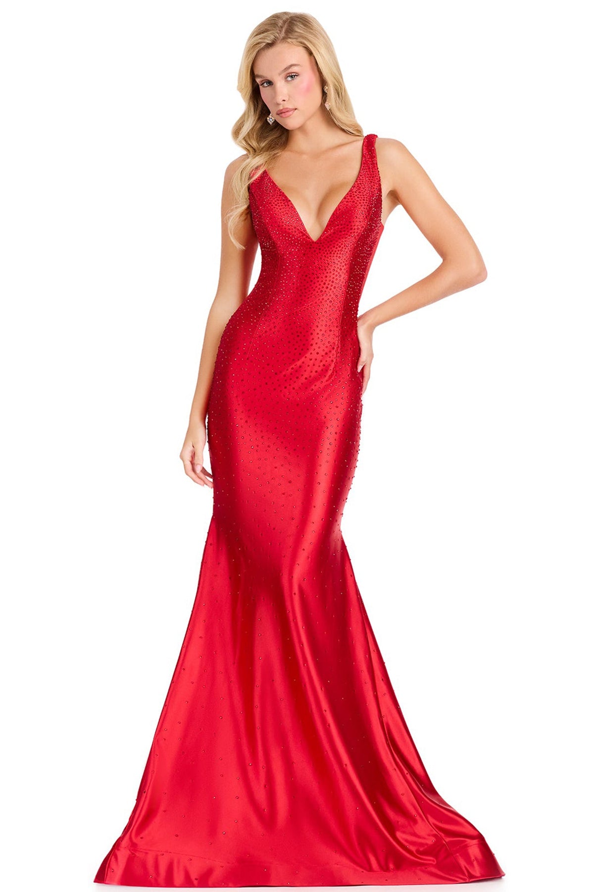 Ashley Lauren 12414 - Beaded Jersey Sleeveless V-Back Prom Gown