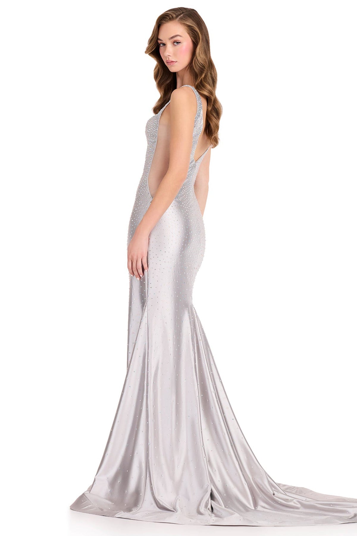 Ashley Lauren 12414 - Beaded Jersey Sleeveless V-Back Prom Gown