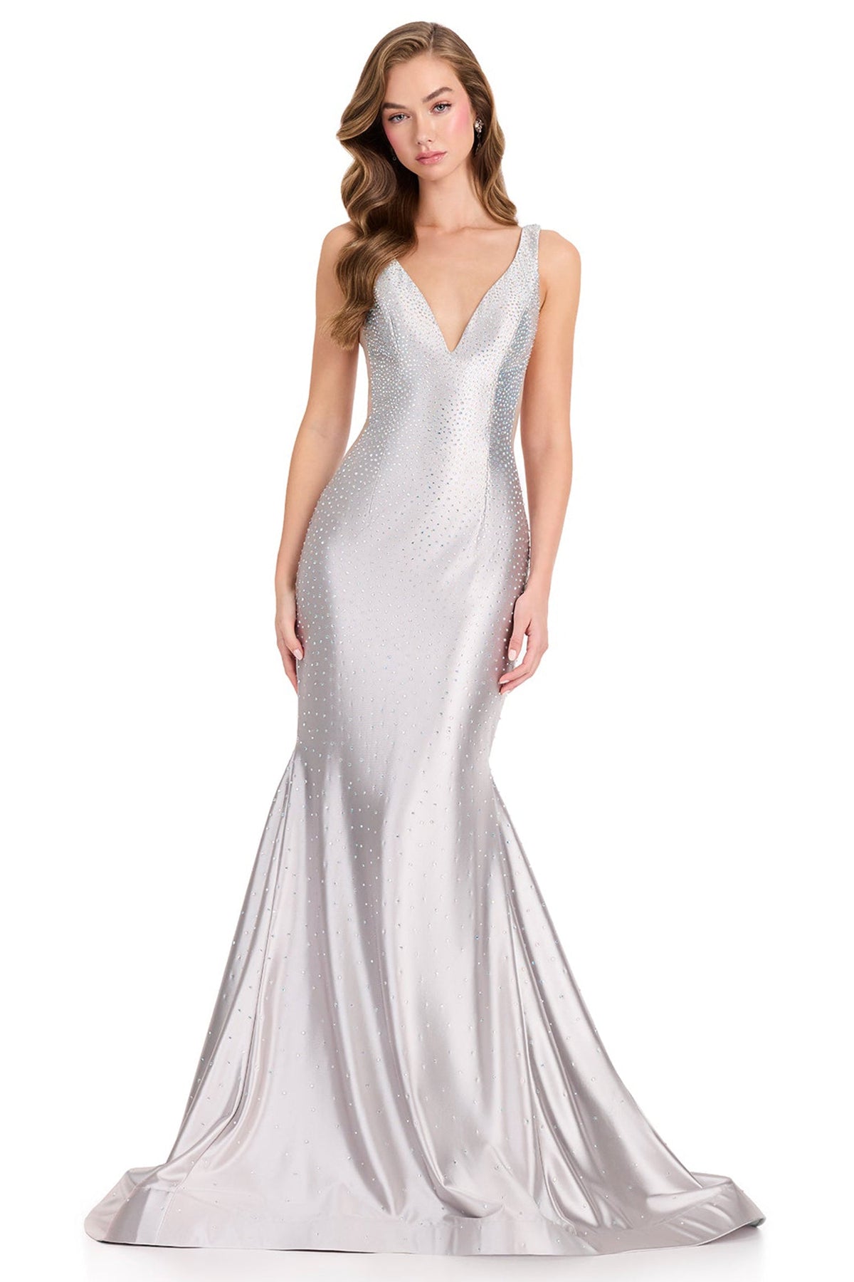 Ashley Lauren 12414 - Beaded Jersey Sleeveless V-Back Prom Gown