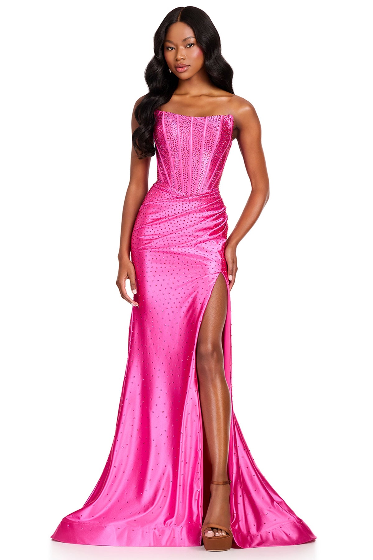Ashley Lauren 12416 - Corset Style Embellished Jersey Prom Gown