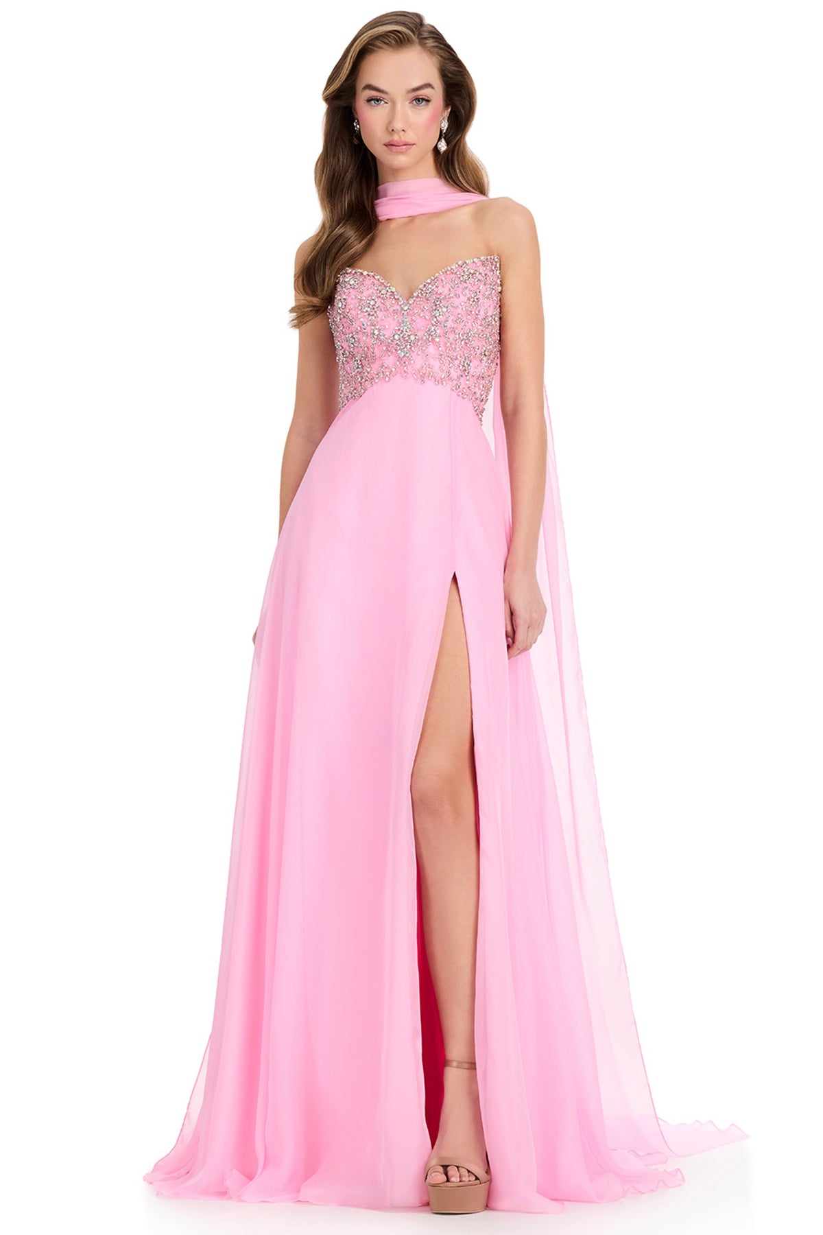 Ashley Lauren 12420 - Sweetheart Embellished Chiffon A-Line Prom Gown