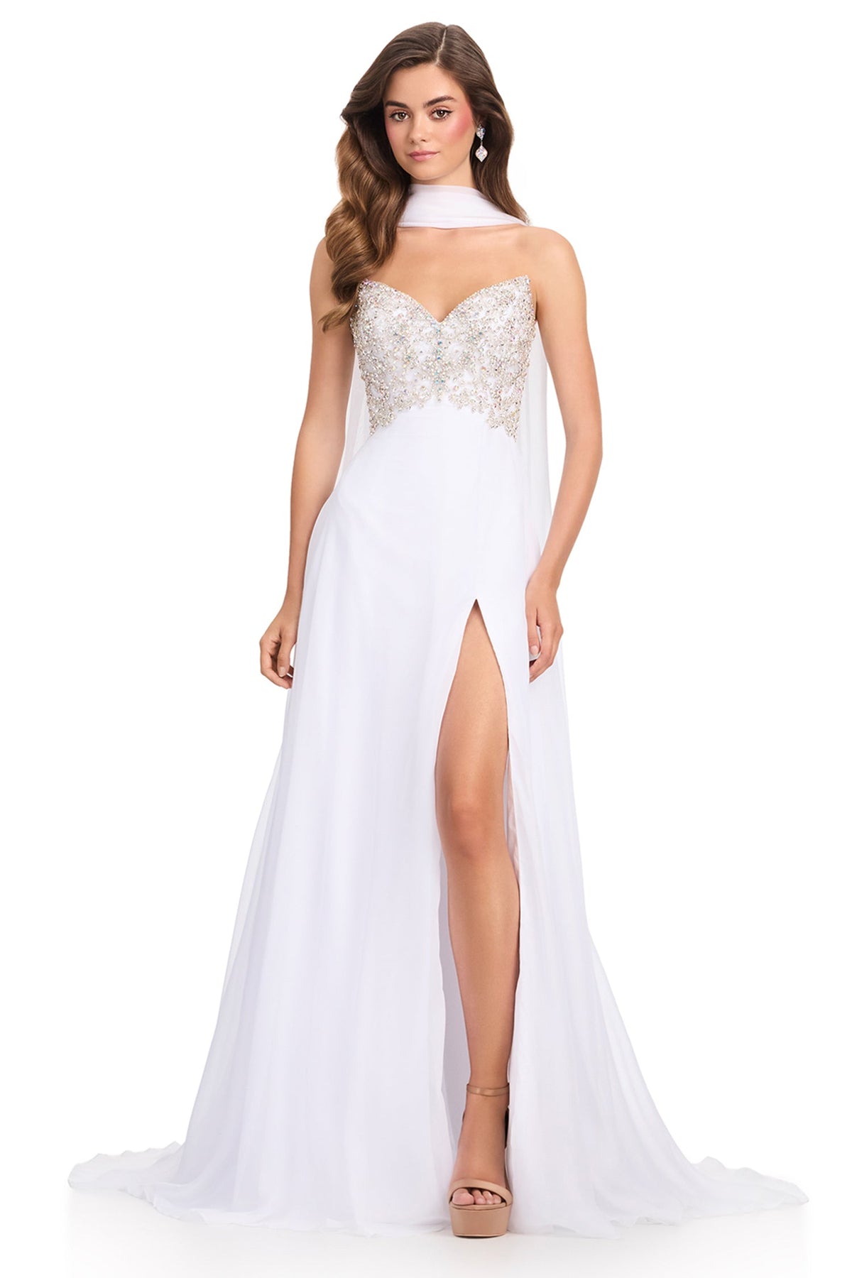 Ashley Lauren 12420 - Sweetheart Embellished Chiffon A-Line Prom Gown